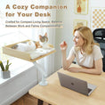 Load image into Gallery viewer, 360 Rotating Cat Desk Bed in plush white, lifestyle side view of the elevated square perch, an elevated cat bed.