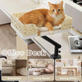 Load image into Gallery viewer, 360 Rotating Cat Desk Bed in plush white, elevated front view of the braided elevated square, chic cat furniture.