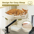 Load image into Gallery viewer, 360 Rotating Cat Desk Bed in plush white, side perspective view of the plush dual-sided cushion, washable cat bed pads.