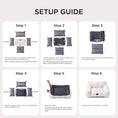 Load image into Gallery viewer, Cloud Corduroy Ribbed Plush Cat Bed, assembly breakdown view of the setup guide, showing aesthetic cat furniture quality.
