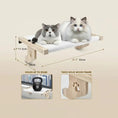 Load image into Gallery viewer, Dimensions of the wooden cat window perch holding two cats, featuring a 40 lbs weight limit and a thick, sturdy wood frame.