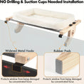Load image into Gallery viewer, Detail of damage-free cat window perch installation showing widened metal hooks and protective wall-safe rubber pads.