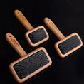 Load image into Gallery viewer, MeowShelf Kanso ergonomic bamboo cat brush with breathable massage cushion.