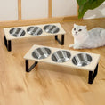 Load image into Gallery viewer, Japandi aesthetic wood stand of MeowShelf Kyoto raised triple feeding station.