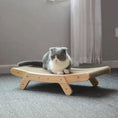 Load image into Gallery viewer, Gentle slope lounging angle of MeowShelf Trio corrugated cardboard scratcher.