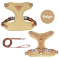 Load image into Gallery viewer, Beige Lumina breathable mesh cat harness and leash set by MeowShelf, shown flat on a white surface.