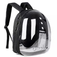 Load image into Gallery viewer, Owner wearing MeowShelf Panorama clear bubble cat backpack at the vet.