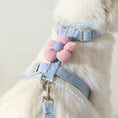 Load image into Gallery viewer, Fully adjustable strap system on MeowShelf Petal Stroll cat harness.