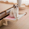 Load image into Gallery viewer, The Zenview Adjustable Wooden Cat Perch, front angle with cat, a wall-mount luxury modern cat perch for space saving.