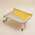 Load image into Gallery viewer, The Zenview Adjustable Wooden Cat Perch in yellow beige fabric, product shot side view of the Japanese-inspired window bed.