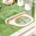 Load image into Gallery viewer, Japandi-style cat window perch in apartment — no-drill acrylic lounge with wood frame