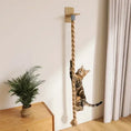 Load image into Gallery viewer, JUTE Climbing Rope in natural jute and solid wood, side view of the wall-mount design to create a cat superhighway.
