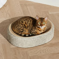 Load image into Gallery viewer, Zen Oval Woven Sisal Cat Scratcher, top view of the concave ergonomic design, Japandi & Zen cat furniture.