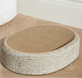 Load image into Gallery viewer, Zen Oval Woven Sisal Cat Scratcher, angled top view of the low-profile design, minimalist pet furniture.