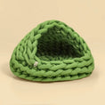 Load image into Gallery viewer, Chunky Knit Cocoon Cat Cave in ultra-thick hand-woven yarn, center front angle view of the cozy bold knit layers, adding texture to your home.