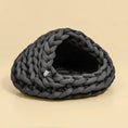 Load image into Gallery viewer, Chunky Knit Cocoon Cat Cave in ultra-thick hand-woven yarn, lower angled front view of the soft circular knit structure.