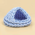 Load image into Gallery viewer, Chunky Knit Cocoon Cat Cave in ultra-thick hand-woven yarn, angled lower side view of the soft intertwined knit shapes.