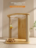 Load image into Gallery viewer, Cubby Gym 4-in-1 Wooden Cat Activity center with clear acrylic hammock, front view of multi-level design, a compact small cat tree.