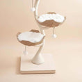 Load image into Gallery viewer, Lotus Tower Japandi Flower Cat Tree product shot, angled detail of the curved scratching post, a sisal rope style.