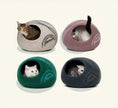 Load image into Gallery viewer, 100% New Zealand Merino wool cat caves — multiple sizes, handcrafted felted cat bed hideaway