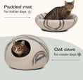 Load image into Gallery viewer, Merino Cocoon wool felt cat cave dual function — converts from bed to cave, felted cat furniture
