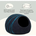 Load image into Gallery viewer, Merino wool felt cat cave aquamarine — thick felted layers, temperature-regulating cat bed cave