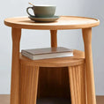 Load image into Gallery viewer, Natural Retreat Mid-Century Modern in cherry wood, side view of cozy hidden cubby, stylish mid-century modern cat furniture.