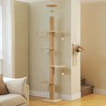 Load image into Gallery viewer, Nordic Spire no-drill floor-to-ceiling wooden cat tree — slim adjustable tension rod cat tower