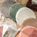Load image into Gallery viewer, Plush Refresh Round Faux Fur Replacement Cushion, top angled view of assorted pastel colors, a washable cat bed pad.