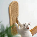 Load image into Gallery viewer, Vertical Vista Wall-Mount Scratcher in wood and sisal, vertical cat interaction view of modern wall-mounted fixture, a space-saving cat tree.