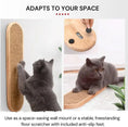 Load image into Gallery viewer, Vertical Vista Wall-Mount Scratcher in wood and sisal, detail shot of rounded rectangular shape, an aesthetic cat shelves addition.