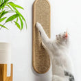Load image into Gallery viewer, Vertical Vista Wall-Mount Scratcher in wood and sisal, angled cat interaction shot showing natural luxurious texture of vertical cat scratcher wood.