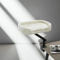 Load image into Gallery viewer, 360 Rotating Cat Desk Bed in plush white, side perspective view of the plush dual-sided cushion, washable cat bed pads.
