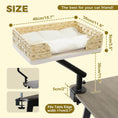 Load image into Gallery viewer, 360 Rotating Cat Desk Bed in plush white, product shot detailed top view of the braided elevated hammock, a cat lounger.
