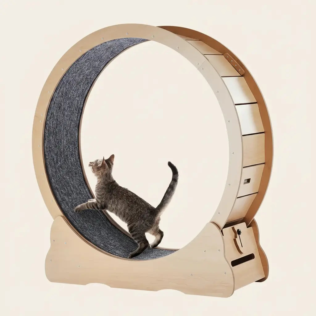 large-cat-exercise-wheel-natural-wood-grey-carpet-track-orbit-meowshelf