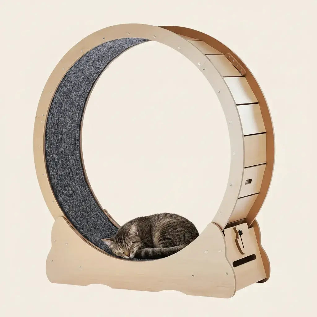 cat-sleeping-inside-orbit-wheel-indoor-exercise-wooden-frame