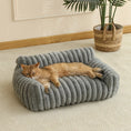 Load image into Gallery viewer, Cloud Corduroy Ribbed Plush Cat Bed, front side view of the deep-ribbed ultra-soft plush, the softest cat bed.
