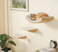 Load image into Gallery viewer, Ergonomic curved base of MeowShelf Crescent Japandi style cat wall hammock.
