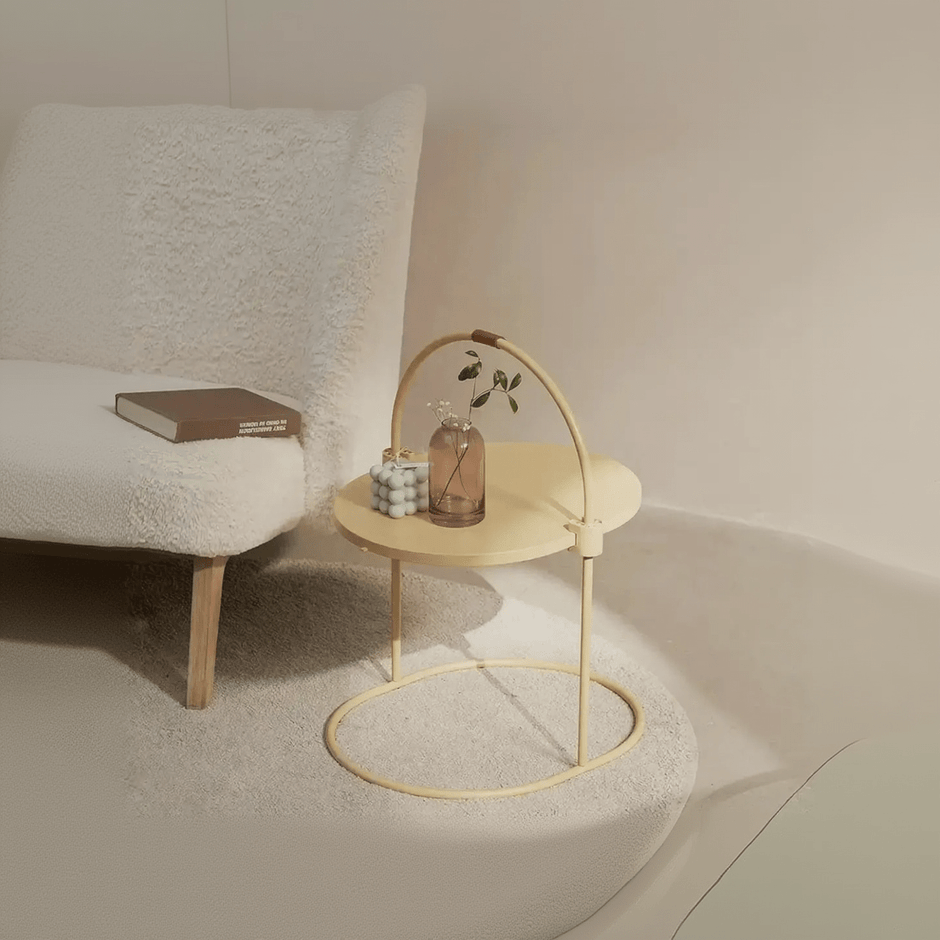 Smart Cat Furniture category card featuring a modern, portable beige side table with a handle, placed next to a white textured armchair.