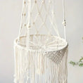 Load image into Gallery viewer, close-up-boho-fringe-macrame-hanging-cat-bed-woven-panel-and-fringe
