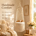 Load image into Gallery viewer, cozy-boho-macrame-cat-hammock-aura-swing-hanging-in-sunlit-living-room
