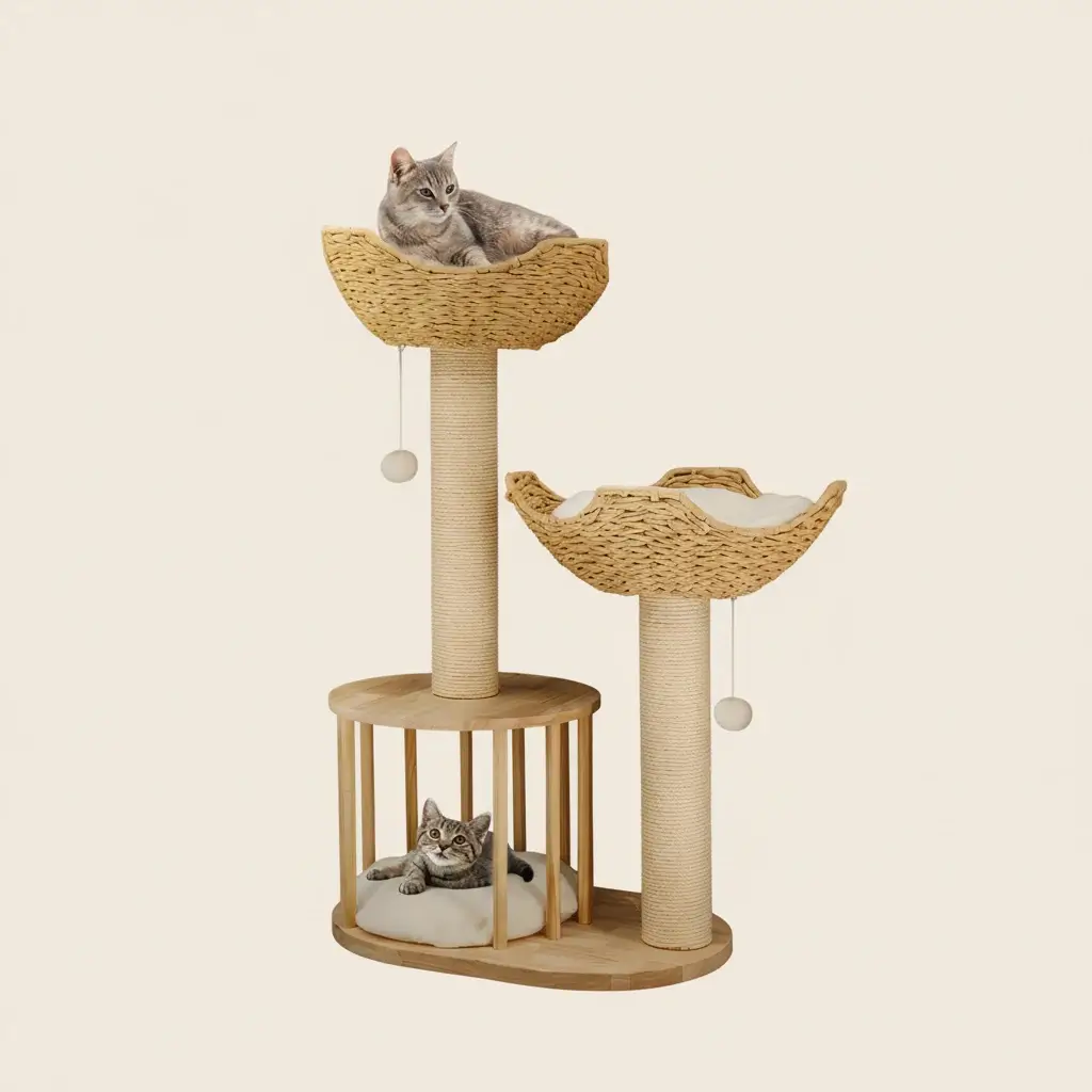 cat-tree-with-condo-the-hanami-duo-cat-resting-top-basket