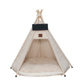 Nomad Nook Boho-Chic product shot, top-down view of patterned fabric interior, with washable cat bed pads.