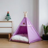 Nomad Nook Boho-Chic interior front angle of fluffy texture interior, a soft cat bed.