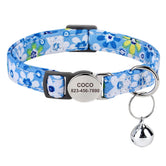sky bloom floral personalized cat collar the charm with bell