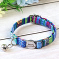 Load image into Gallery viewer, lagoon weave cat collar the charm with engraved name tag and bell
