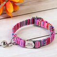 Load image into Gallery viewer, berry weave cat collar the charm with engraved name tag and bell
