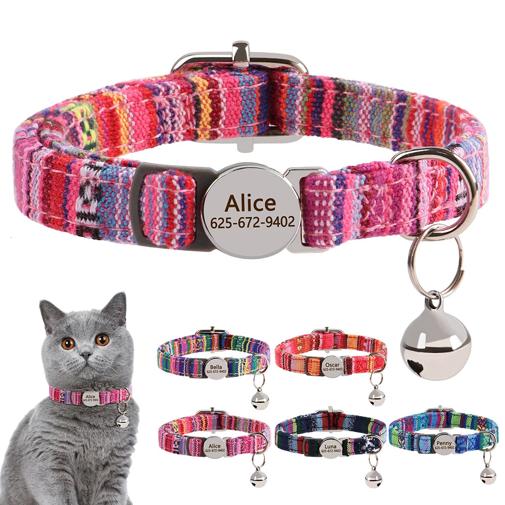 berry weave personalized cat collar the charm worn by grey cat
