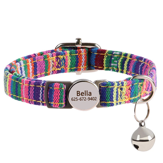 prism weave personalized breakaway cat collar the charm with bell