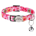 Load image into Gallery viewer, rose bloom floral personalized cat collar the charm engraved tag
